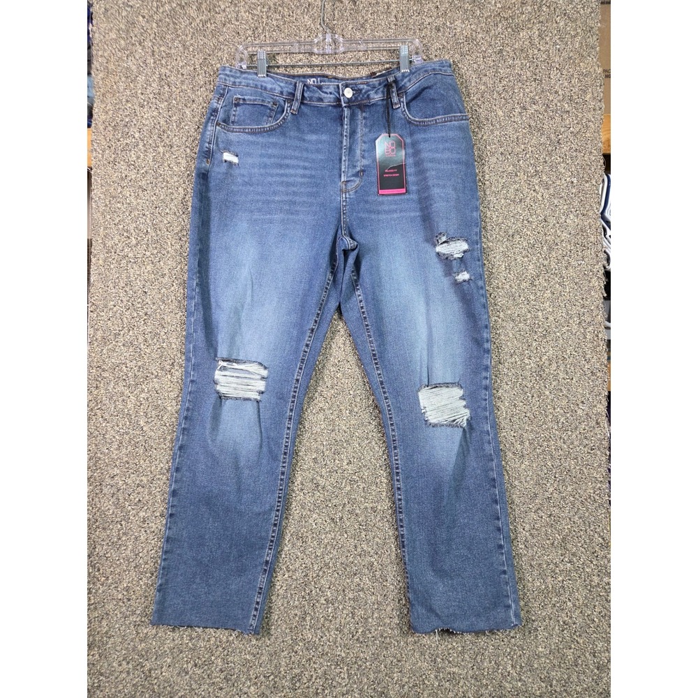 No Boundaries Jeans Women 17 Blue Super High-Rise Relaxed Distressed NWT